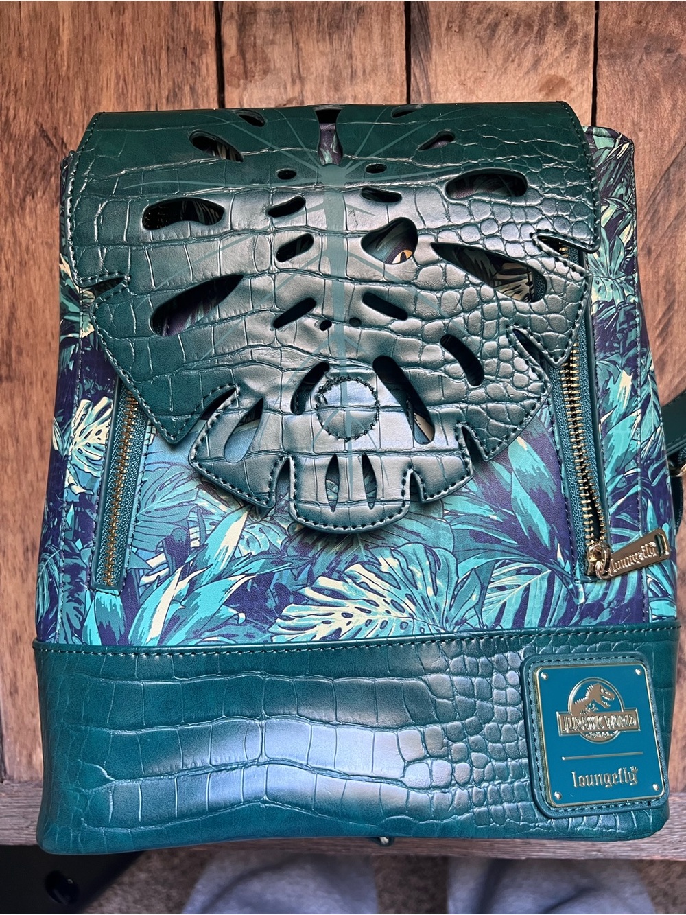 Loungefly Green Tropical Faux-Croc Backpack